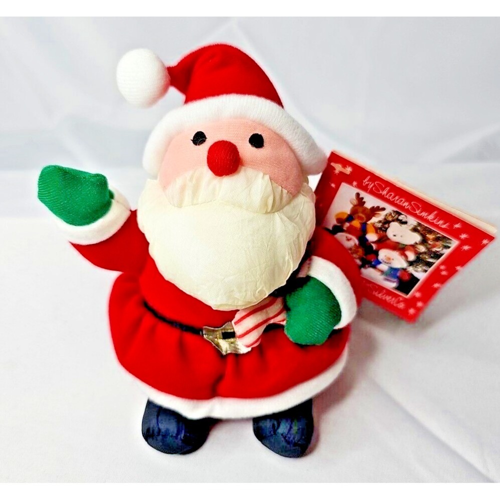 VTG Christmas Santa Claus Puffy Plush Nylon Parachute International Silver Co 7"